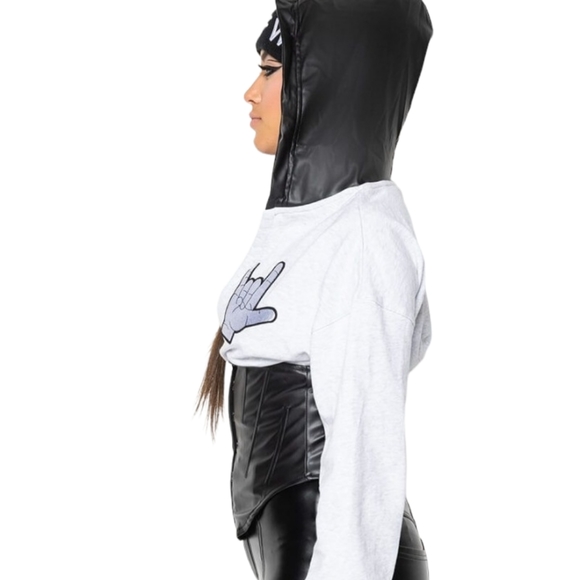 Rock On Grey Applique Corset Sweater - Picture 4 of 5